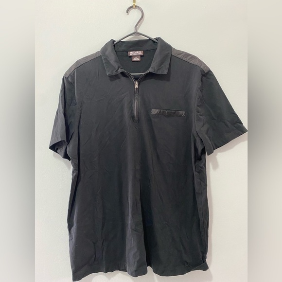 Michael Kors Mens Black 1/4 Zip Nylon Detail Short Sleeve Size XL - Picture 4 of 11